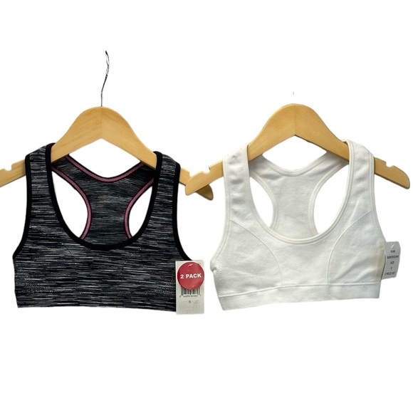 Maidenform Girls 2-pack Seamless Sports Bra - White Black - size Small - Picture 1 of 11